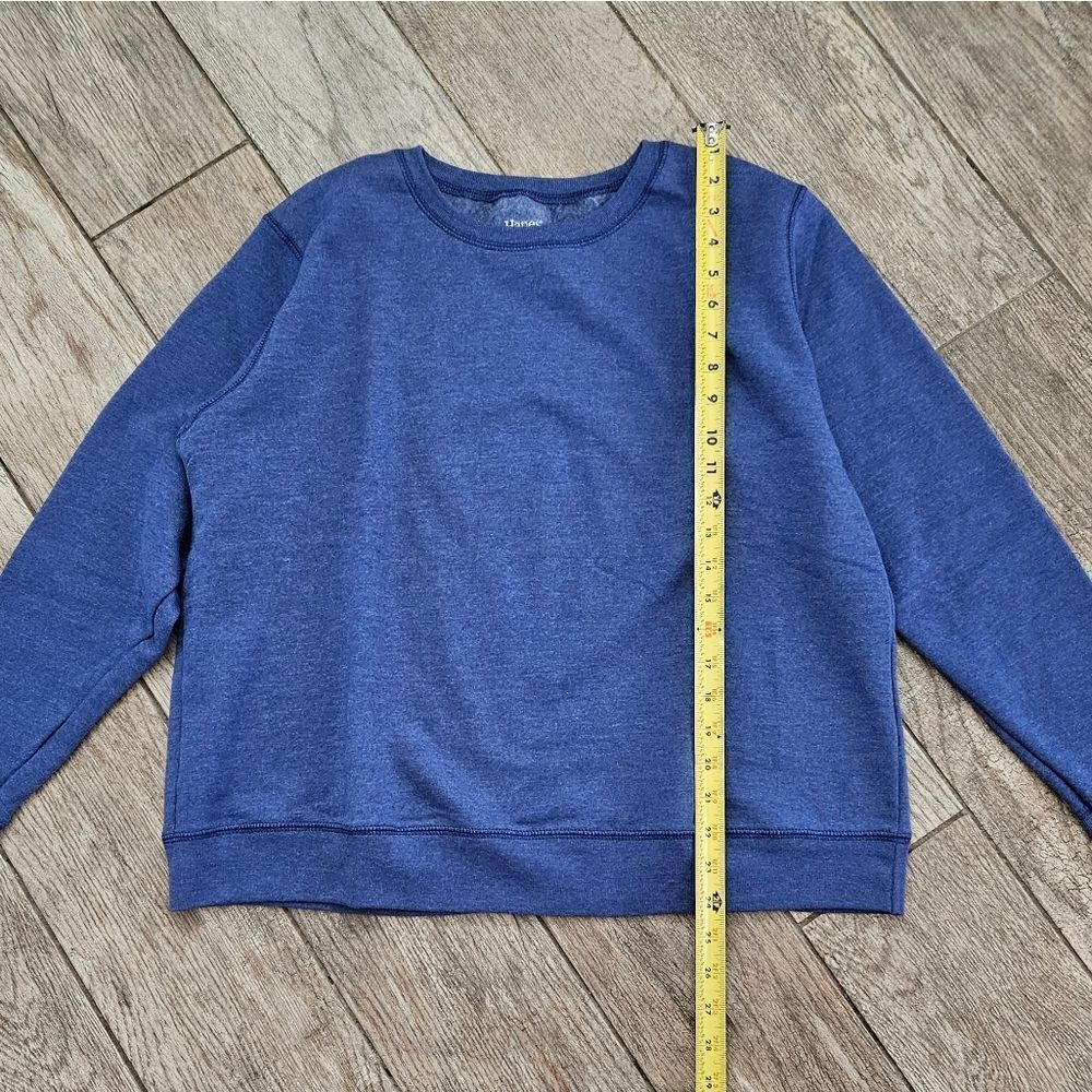 Hanes Soft Sweats Heathered Blue Long Sleeve Crew Neck Sweatshirt Size L - Picture 3 of 8